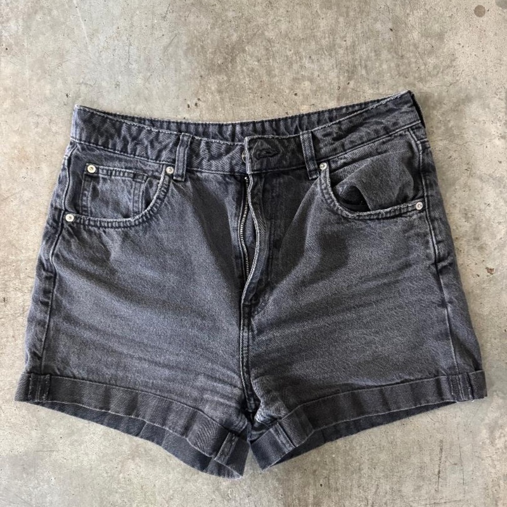 Black Denim High Waisted Shorts